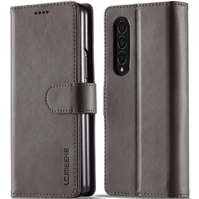 Obrázek produktu pro Pouzdro pro Samsung Galaxy Z Fold 3 5G, kožené flipové pouzdro s magnetickým uzávěrem a stojánkem, ochranné pouzdro Šedá