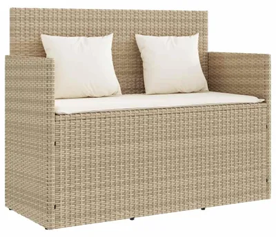 Image de vidaXL Banc de jardin avec coussins Beige Poly Rattan