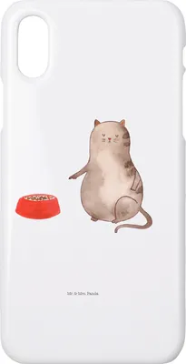 Produktbild von Mr. & Mrs. Panda Iphone 10 Handyhülle Katze Fressen - Weiß - Geschenk, Handy, Hülle, X, Cover