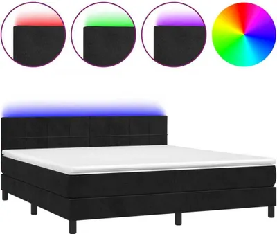 Immagine prodotto di vidaXL Letto a molle con materasso e LED nero 180x200 cm in velluto