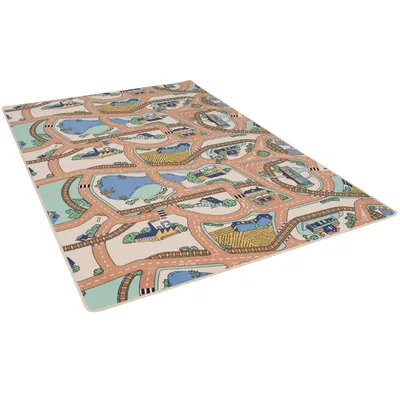 Produktbild von Kinder und Spielteppiche | Große Auswahl an Straßenteppichen | Pflegeleicht und Strapazierfähig, Größe:80x200 cm, Design:Strassenteppich Beige