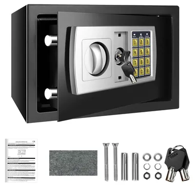 Immagine prodotto di Cassaforte per ufficio domestico - Cassaforte digitale 8,5 l - Codice PIN 3–8 cifre - Chiave di emergenza - Blocco automatico dopo 3 tentativi - Realizzata in acciaio