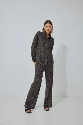 Produktbild von Weite Stoff Hose mit Pailletten Elegante Marlene Pants VISCARA | 40
