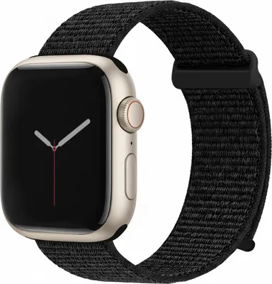 Produktbild von Smartwatch Armband für Apple Watch Series 8 45mm Nylon Textil Band Ersatzband Wechselband Klettverschluss flexibel atmungsaktiv Schwarz
