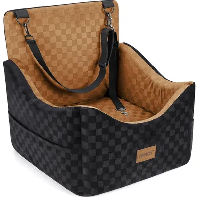 Image de Siège élévateur pour chien à installer sur siège auto, adapté aux petits et moyens chiens, lavable, en mousse à mémoire de forme, couleur marron