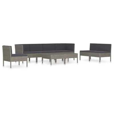 Image de vidaXL Ensemble de salon de jardin 9 pièces avec coussins Poly Rattan Gris
