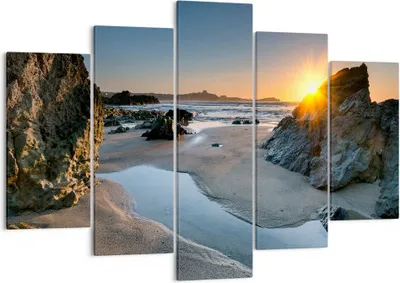 Produktbild von Bild auf Leinwand - Leinwandbild - Landschaft britisch Ufer Küste - 150x100cm - Wand Bild - Wanddeko - Leinwanddruck - Bilder - Kunstdruck - Leinwand bilder - Wandkunst - EA150x100-3174