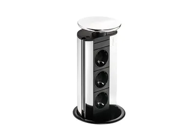 Produktbild von Naber Evoline® Port 1 mit Schukosteckdose, Deckel silberfarbig 8031130