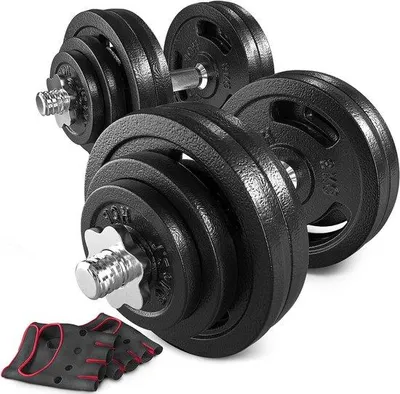 Produktbild von Hantelset – Hantelständer – Krafttraining – Verstellbar, Gusseisen – 2 x 30 kg – Schwarz