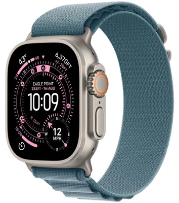 Zdjęcie produktu dla Apple Watch Ultra 3 GPS + Cellular 49mm Natural Titanium Case with Light Blue Alpine Loop - Large,Model A3281
