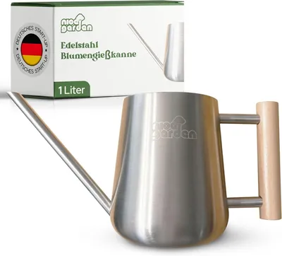 Produktbild von Gießkanne 1 l, Edelstahl, Holzgriff, für Garten