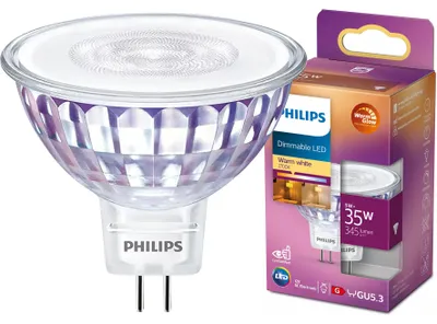 Zdjęcie produktu dla Żarówka LED GU5.3 Reflektor MR16 5W = 35W 400lm 2200-2700K Ciepła CRI90 36° 12V Ściemnialna WarmGlow Philips