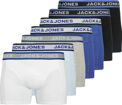 Produktbild von JACK&JONES Herren Boxershorts, 7er Pack - JACHUDSON SOLID TRUNKS 7 PACK, Baumwoll-Stretch Schwarz/Blau/Grau/Weiß L