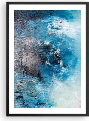 Produktbild von Gerahmtes Poster - Schwarzer Rahmen - Abstraktion Blau Schwarz - 50x70 cm - Wand Bild - Wanddeko - Wandbilder - Wandposter - Bilderrahmen - Bilder - Kunstdruck - Wandbild - P2BPA50x70-4155