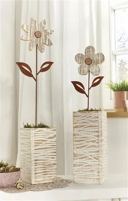 Produktbild von 2x Gartenstecker "Blume" aus Metall mit Echtrost Finish, Beetstecker, Roststecker, Gartendeko für Draußen