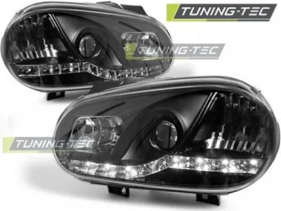 Obrázok produktu pre LED svetlomety s dizajnom denných svetiel, vhodné pre VW Golf 4 (97–03), čierne