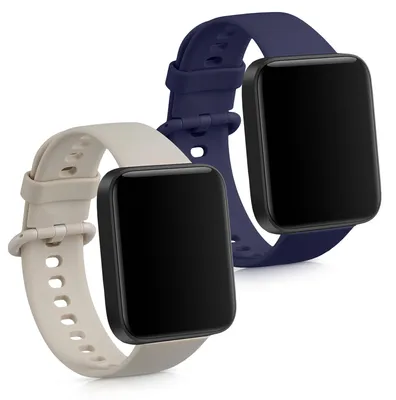Produktbild von kwmobile 2x Uhrenarmband für Xiaomi Redmi Watch 2 Lite Armband - Fitnesstracker Band Set aus TPU Silikon - Ersatzarmband Smartwatch - Beige Dunkelblau