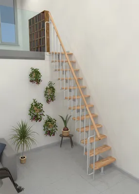 Produktbild von Minka Mittelholmtreppe Joker 35 - 304cm Geschosshöhe Buche Weiß