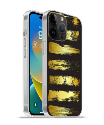 Produktbild von MuchoWow® Handyhülle Schutzhülle Hülle für Apple iPhone 14 Pro Max Goldene Streifen auf schwarzem Hintergrund Silikon Softcase Handy Hülle - Hardcover