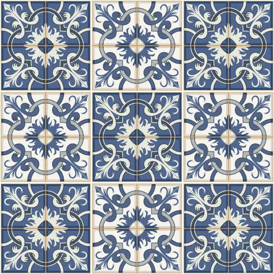 Obrázek produktu pro Samolepicí nálepky na obklady do kuchyně a koupelny – 9 nálepek Tullia Azulejo – 9 nálepek o rozměrech 15 x 15 cm