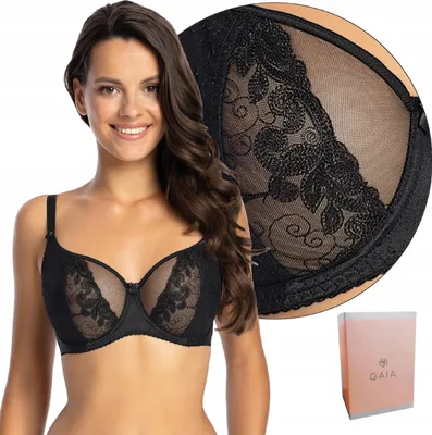 Produktbild von Gaia Dame Soft BH Schalen Spitze Stickerei Tüll Klassisch 1026 Ada, Schwarz, 95D
