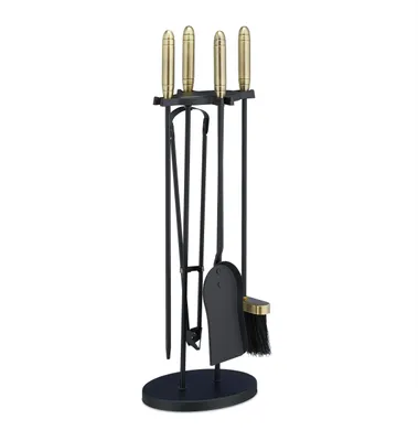 Immagine prodotto di Set di accessori per camino in acciaio e ottone, composto da 5 pezzi