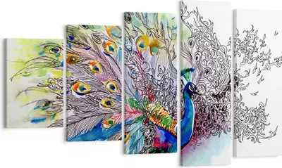 Produktbild von Bild auf Leinwand - Leinwandbild - Pfau Feder Farbe - 100x60cm - Wand Bild - Wanddeko - Wandbilder - Leinwanddruck - Bilder - Kunstdruck - Wanddekoration - Leinwand bilder - Wandkunst - EG100x60-3556
