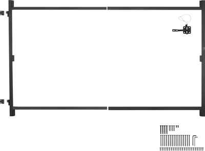 Obrázek produktu pro Sada branky VEVOR vhodná pro otvory o šířce 152 až 243 cm, nastavitelná sada rámu branky ze železa, sada rámu branky odolná proti prohnutí se zámkem a šrouby, pro dřevěný plot, černá barva