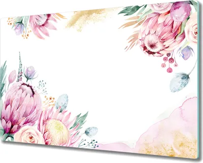 Produktbild von Glas-Herdabdeckplatte Glaskeramikkochfeld-Abdeckung Spritzschutz - 80x52 cm - Aquarell Helle Blume