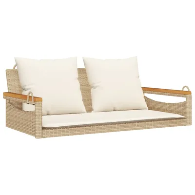 Immagine prodotto di vidaXL Panca sospesa con cuscini Beige 109x62x40 cm Poly rattan