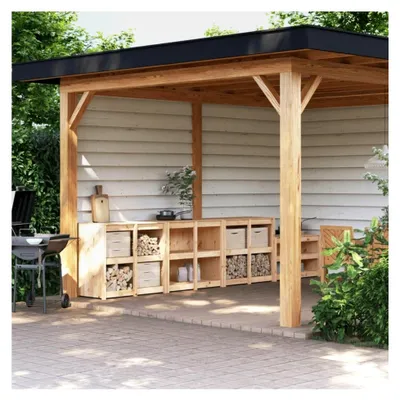 Produktbild von 3 Stück Outdoor-Küchenschränke aus massivem Kiefernholz für Garten und Balkon