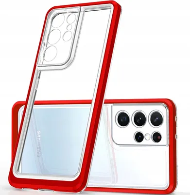 Obrázok produktu pre Priehľadný kryt Etui pre Samsung Galaxy S21 Ultra Red