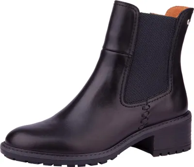 Produktbild von Pikolinos Damen Stiefelette Leder Chelsea Boot mit Blockabsatz Medina W0D-8792, Größe:38 EU, Farbe:Schwarz