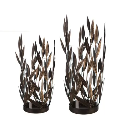 Produktbild von GILDE Windlicht, "Twigs", Blattmotiv, Glas, Metall, goldfarben, , H. 50 cm, D. 13 cm 74964 /Abverkauf nur solange Vorrat reicht