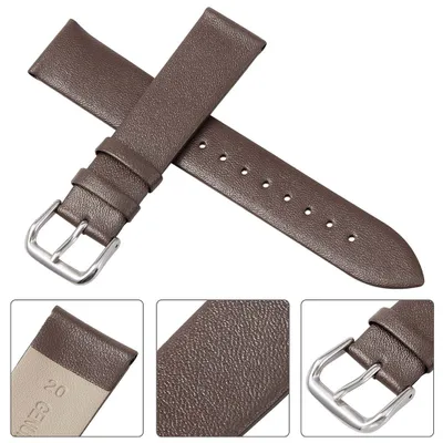 Produktbild von Uhrenarmband Ersatzarmband Vintage Leder Uhrenarmband aus Leder 18mm Braun