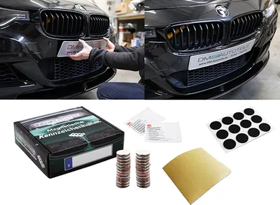 Produktbild von DM Magnet Komplett Set magnetischer Auto unsichtbarer Kennzeichenhalter ohne Rahmen Neodym Magnet - Nummernschild Halterung Nummernschildhalter