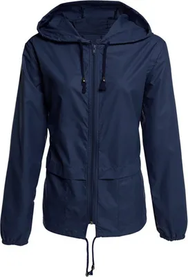 Produktbild von Leichter Regenmantel mit Kapuze für Damen, wasserdicht, aktive Outdoor-Regenjacke mit Kapuze, Damen, langärmelig, lässig, schmale Passform, Reißverschluss, Outwear-Jacke