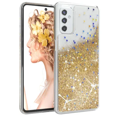 Produktbild von EAZY CASE - Glitzer Hülle kompatibel mit  Samsung Galaxy M52 5G Glitzer Schutzhülle, Soft Case, Backcover Transparent mit Motiv