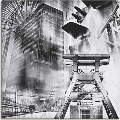 Produktbild von ARTland Leinwandbild Essen Skyline Abstrakte Collage III Größe: 40x40 cm