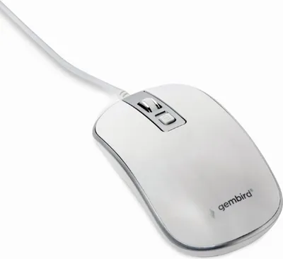 Produktbild von gembird Maus OPT WIRED 4 Tasten USB weiß/silber