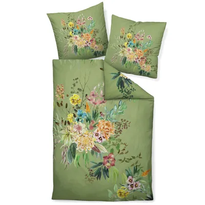 Produktbild von Janine Design Mako-Satin Bettwäsche-Garnitur modern art S 42121 Farbe salbeigrün-06 Größe 155x220 + 80x80cm