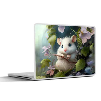 Produktbild von MuchoWow® Laptop Aufkleber Sticker Cover Maus - Wald - Blumen - Illustration - Waldtiere 31x22.5 cm - Laptop-Deko