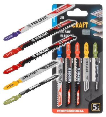 Immagine prodotto di Set di lame per seghetto alternativo Procraft JB5, 5 pezzi, 1 - 50 mm per legno e metallo
