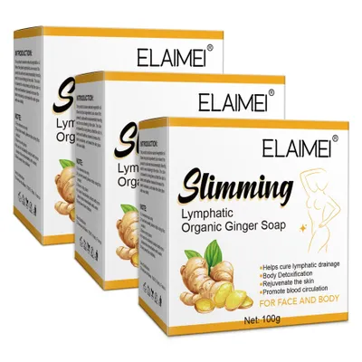 Produktbild von Ingwer Ginger Seife Kojisäure-Seife Seifenstück Gesichtsseife Body Naturseife, 3x 100g