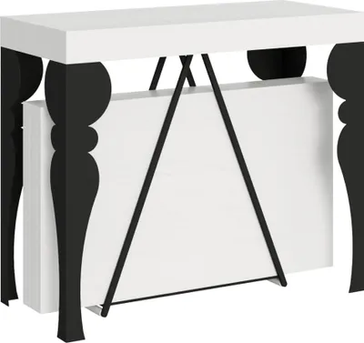 Zdjęcie produktu dla ITYHOME - Konsola rozkładana 90x40/196 cm Riza Small frassino biała rama w kolorze antracytu