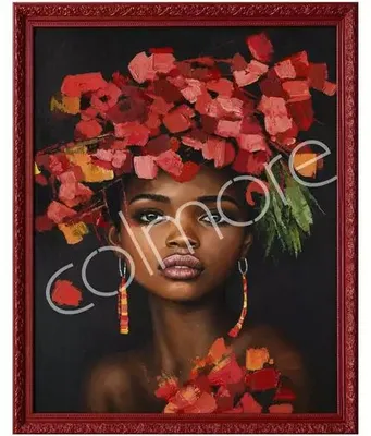 Produktbild von Handgemaltes Bild AUDREY 90x120cm Schwarz Rot