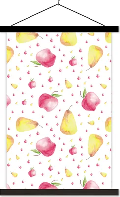 Produktbild von MuchoWow® Textilposter Obst - Aquarell - Muster 120x180 cm mit schwarzem Rahmen - Fotos