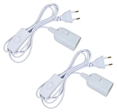 E14 Lampenfassung mit Kabel & Schalter, 2 Stk., 1,8 m, weiß