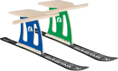 Two ski bocks (sleds with skis) are shown side-by-side against a white background.