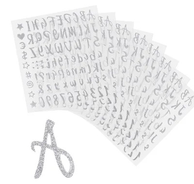 Productafbeelding van Set van 640 Glitters stickers met letters en cijfers voor decoratie